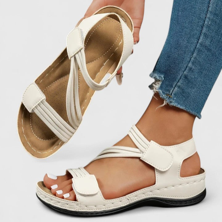 Stylish women's walking sandals featuring advanced arch support for improved posture and foot comfort.