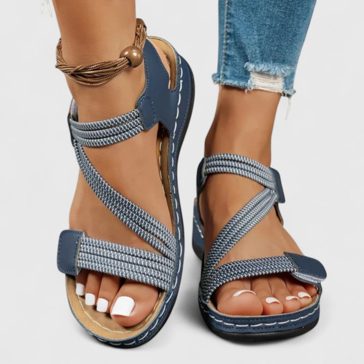 Top-down view of the women's comfort sandals, highlighting the elegant design and arch support.