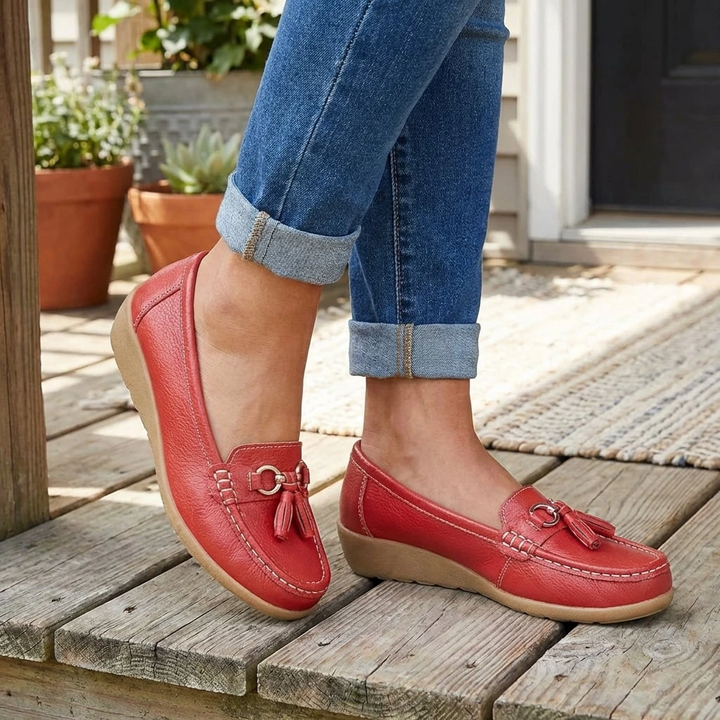 Women's orthopedic slip-on loafers for cushioned all-day comfort & support.