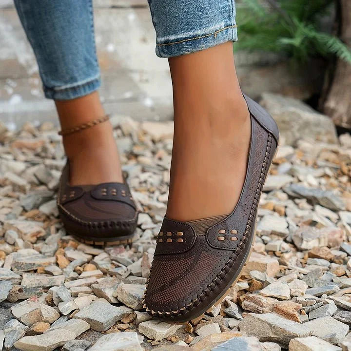 Flat sole women's orthopedic loafers, excellent for comfortable all-day wear.