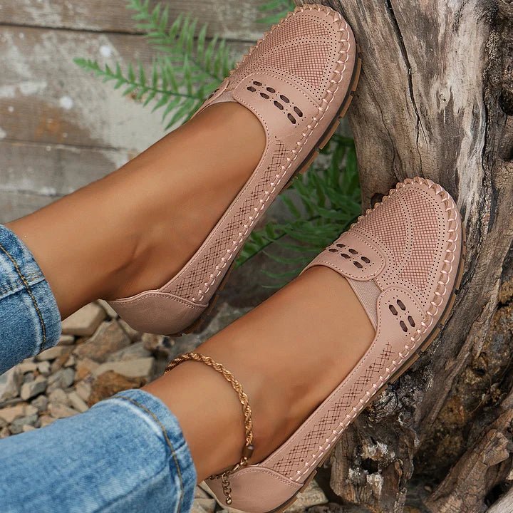 Women's comfortable loafers, orthopedic design with a flat sole for support.