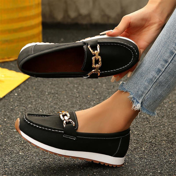 Practical women's slip-on orthopedic loafers, arch support, wide toe box for all-day wear.
