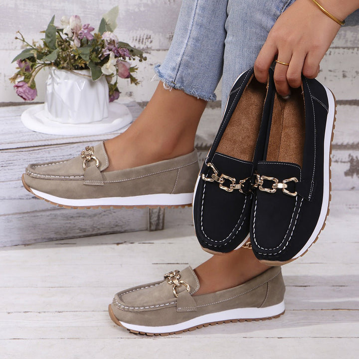 Daily support from women's orthopedic slip-on loafers, arch support & wide toe box design.