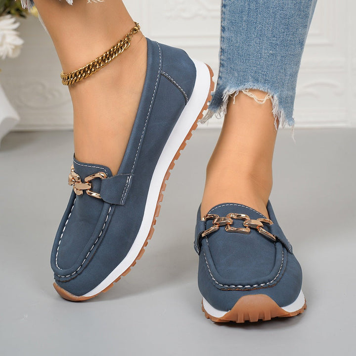 Women's orthopedic slip-on loafers combining style and foot health with arch support.