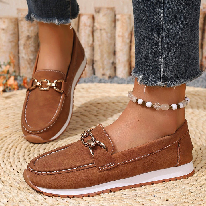 Cushioned women's orthopedic slip-on loafers with arch support for all-day comfort.