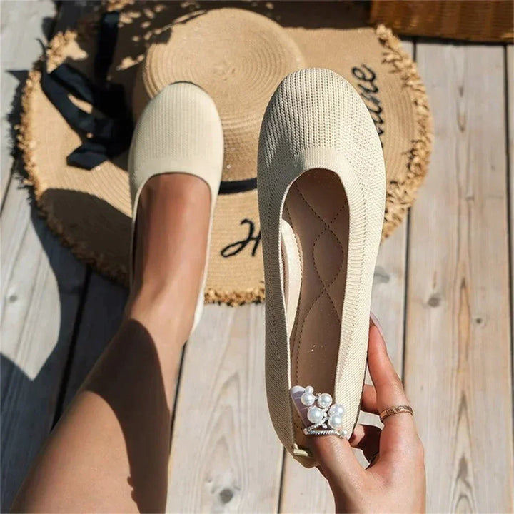 Orthopedic walking shoes for women, slip-on style with memory foam and arch support for comfort.