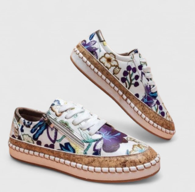 Comfortable women's slip-on walking shoes featuring orthopedic support and a non-slip outsole.