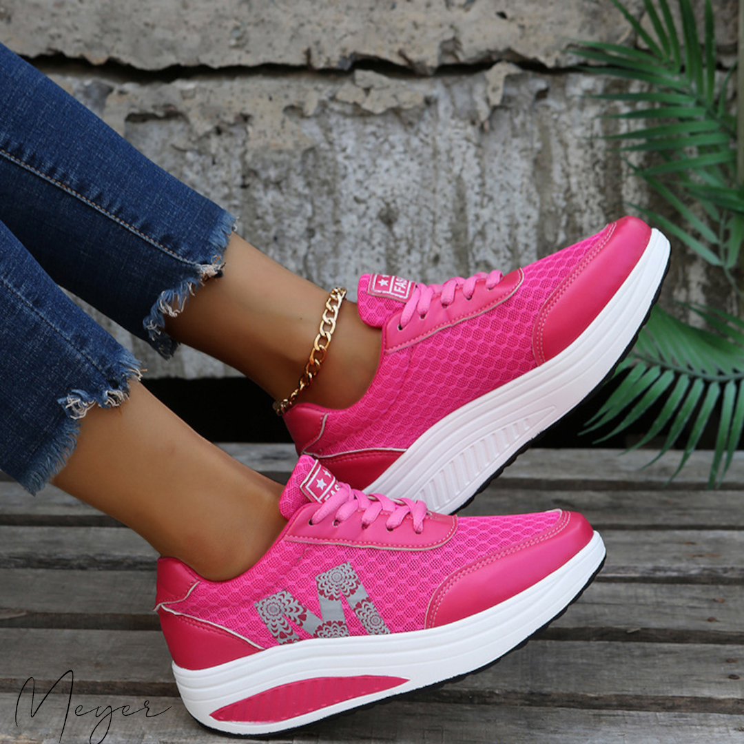 Lace-up women's orthopedic walking shoes. Designed for active support, comfort, & foot pain relief with arch support.