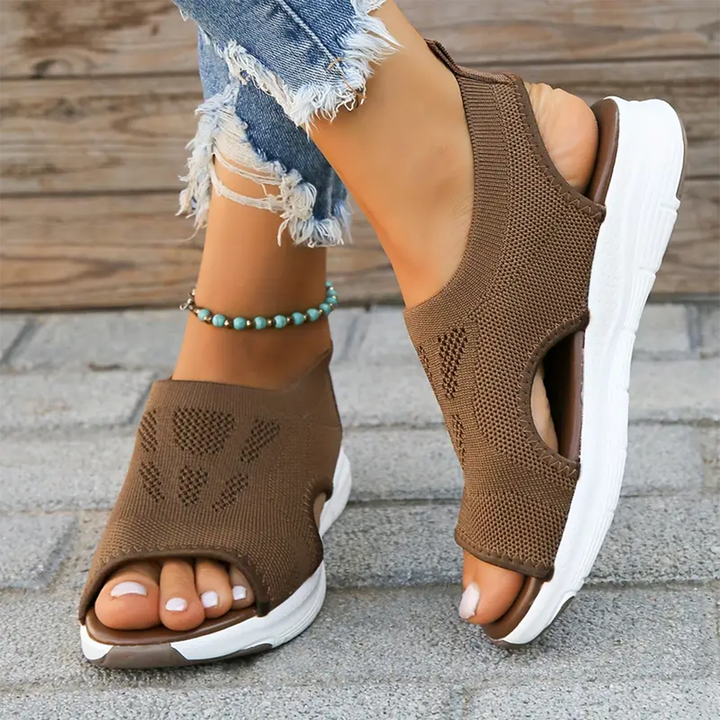 Orthopedic women's walking sandals with foot pain relief and secure fit.
