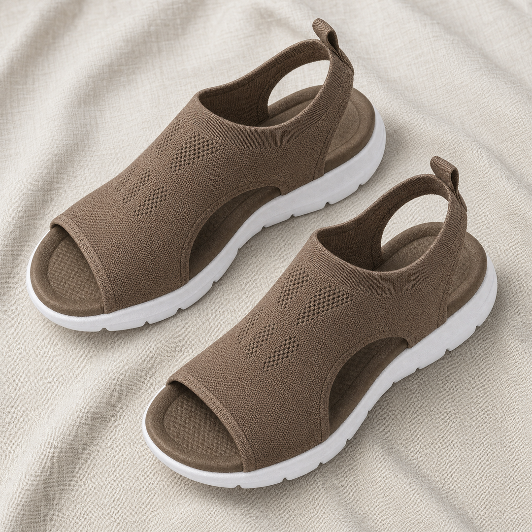 Adjustable women's walking sandals with non-slip sole & arch support for secure outdoor steps.