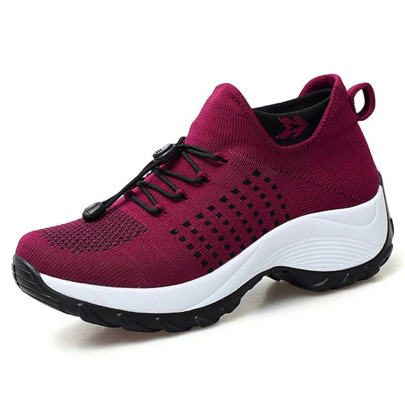 Shock-absorbing women's orthopedic footwear, designed for mobility and posture support.