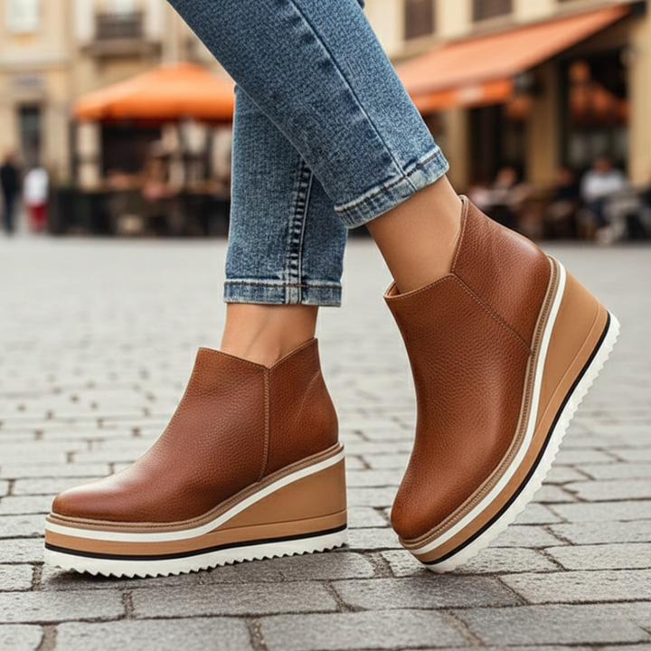 Women's orthopedic wedge heel ankle boots, designed for all-day comfort and support. Perfect for fall/winter.