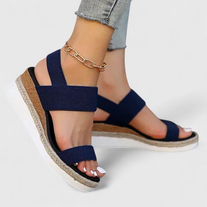 Women's orthopedic wedge sandals, all-day comfort, arch support, slip-on, relief for plantar fasciitis.