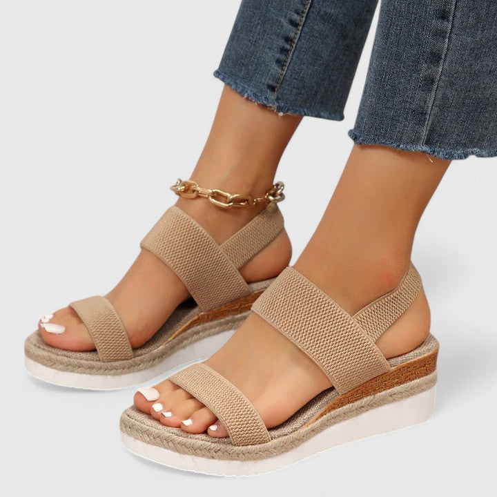 Slip-on orthopedic wedge sandals for women, featuring arch support & foot pain relief, ideal for summer.