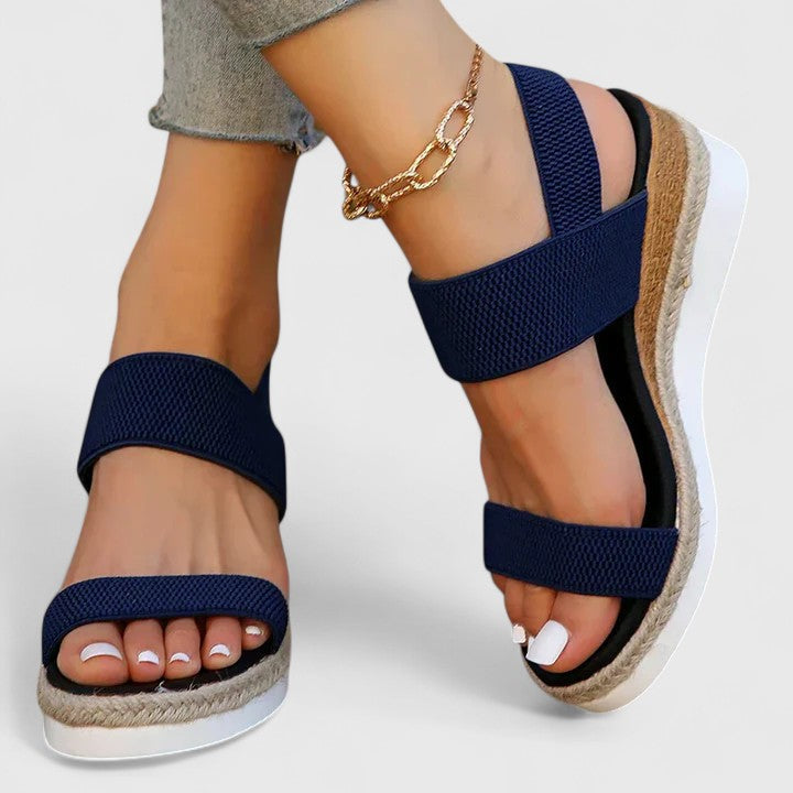Women's supportive wedge sandals, orthopedic design for comfort, plantar fasciitis relief, casual summer style.