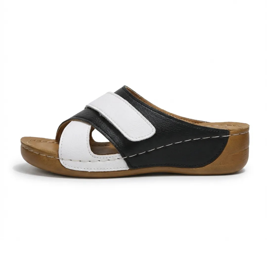 Women's orthopedic wedge sandals, brown, offering cushioned comfort & foot support.