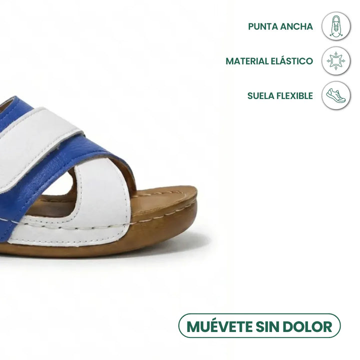 Blue women's orthopedic wedge sandals, engineered for ultimate foot support and walking comfort.