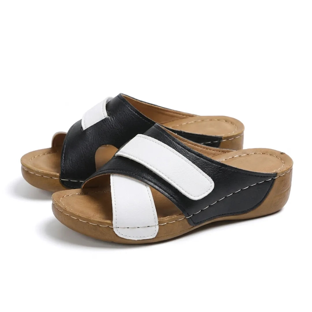 Adjustable strap women's walking sandals, brown, providing excellent orthopedic foot support.