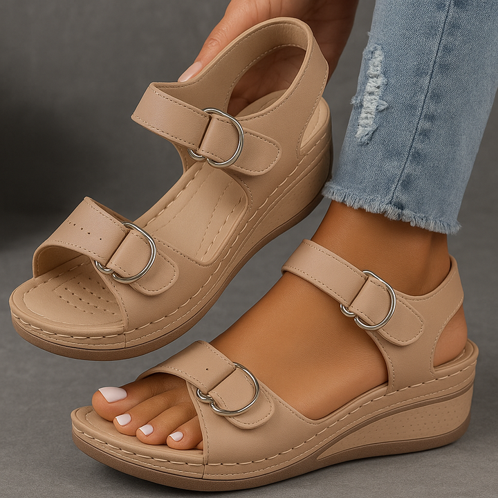 Summer women's wedge sandals, orthopedic design for comfort, arch support, and foot pain relief.
