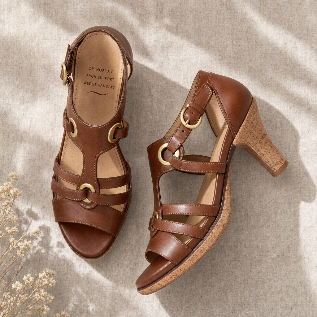 Comfortable orthopedic wedge sandals for women, featuring strong arch support for daily wear.