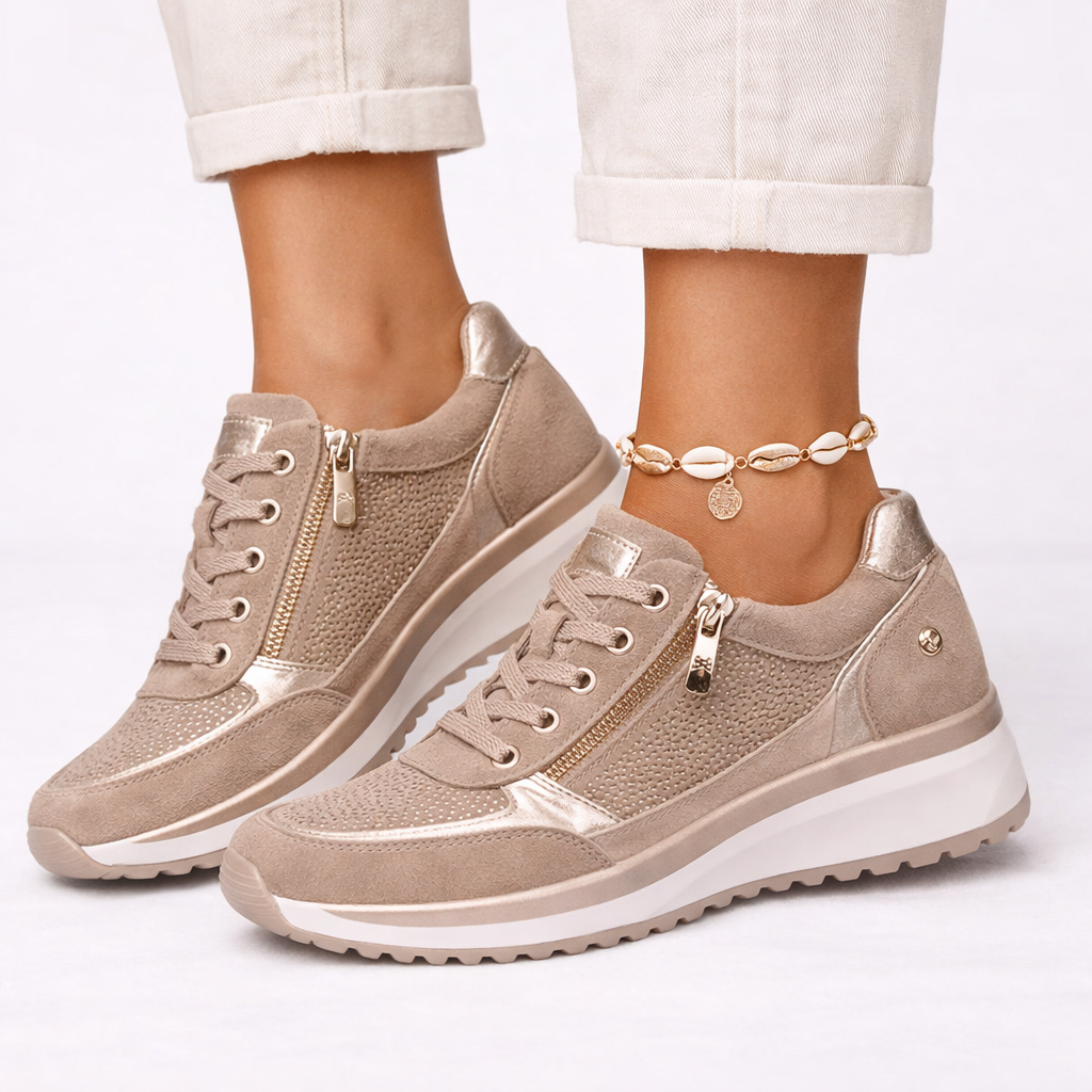 Stylish women's wedge sneakers with orthopedic design, offering supportive and comfortable footwear.