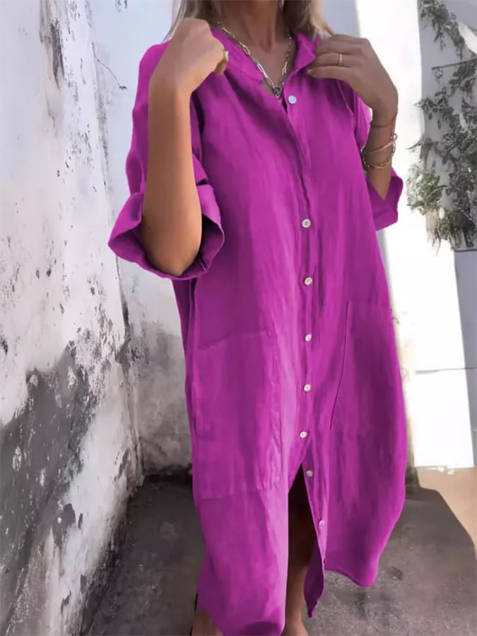 Versatile women's oversized shirt dress, ideal for summer casual wear, resort trips, or as a beach cover-up.