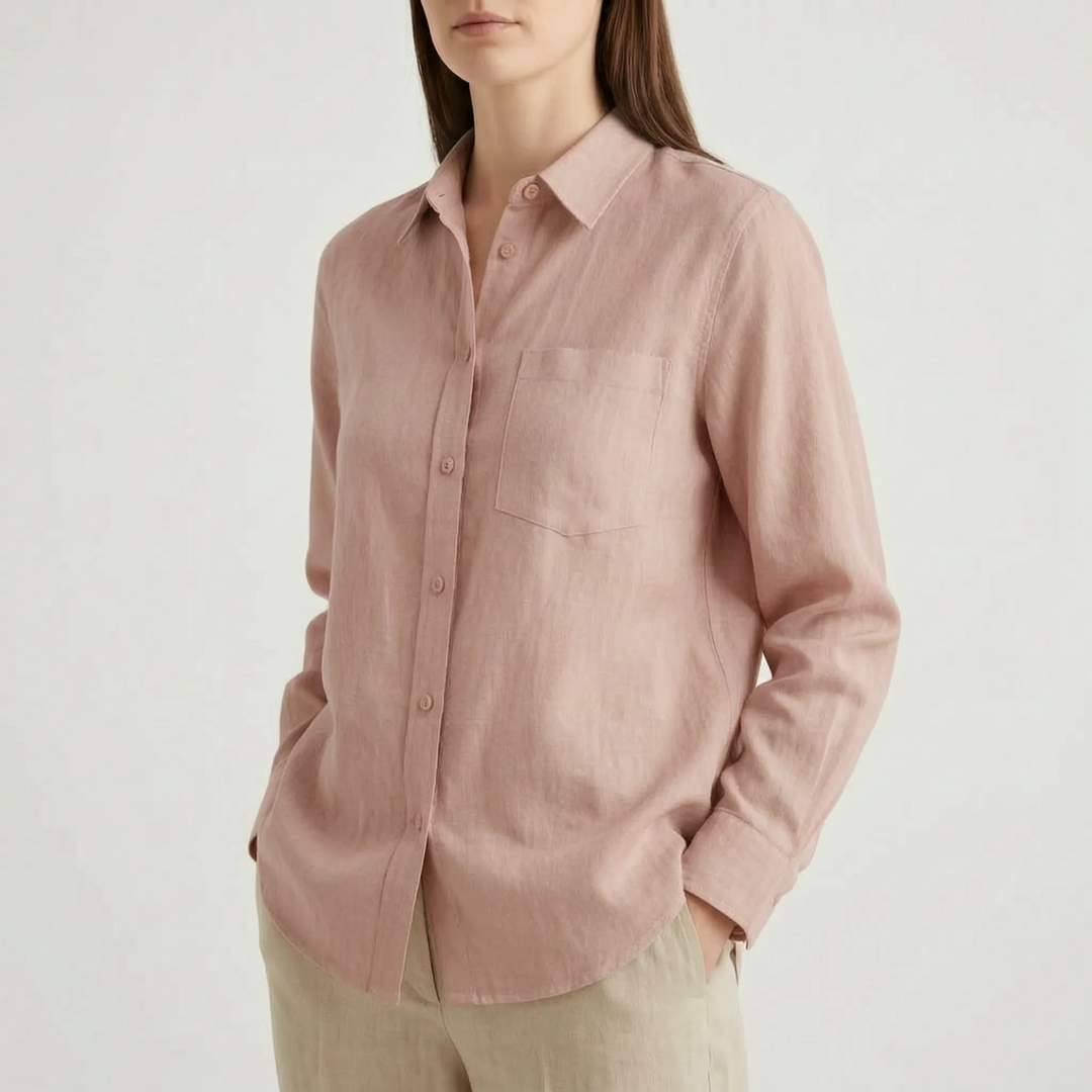 Comfy, lightweight women's oversized button-down shirt. A relaxed fit casual top for everyday wear.