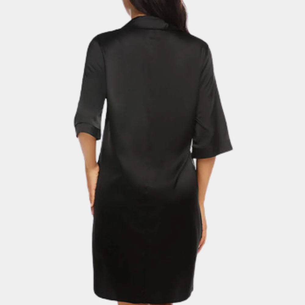 Chic women's oversized half sleeve button-down mini dress, versatile for casual wear or beach cover-up.