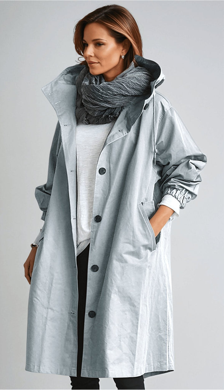 Women's oversized rain parka trench coat, water resistant & lightweight. Ideal for spring/fall outerwear.