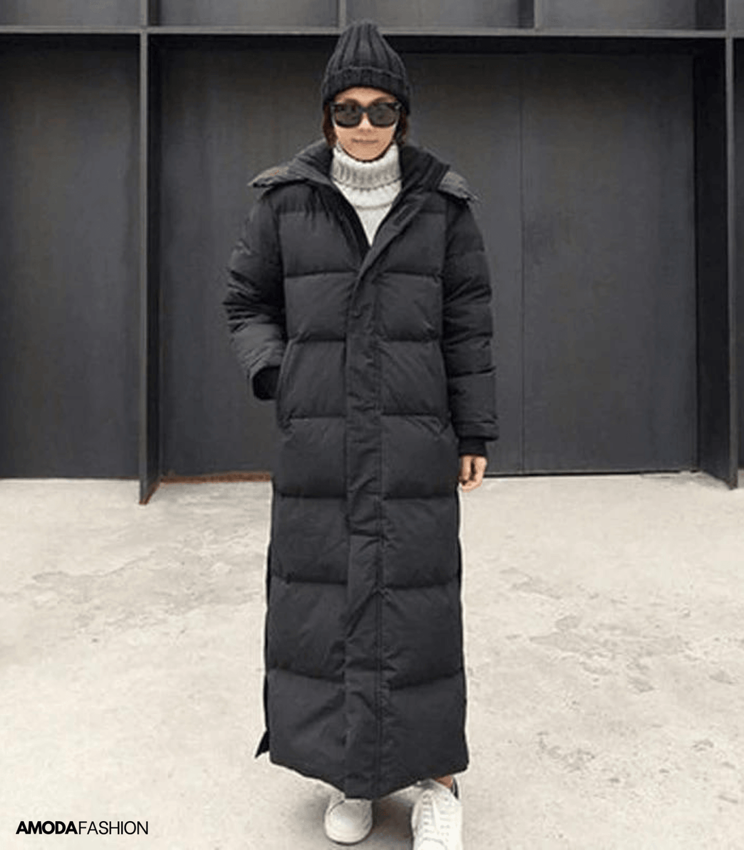 Women's oversized waterproof winter parka in a trendy long design, perfect for warm, casual cold weather outerwear.