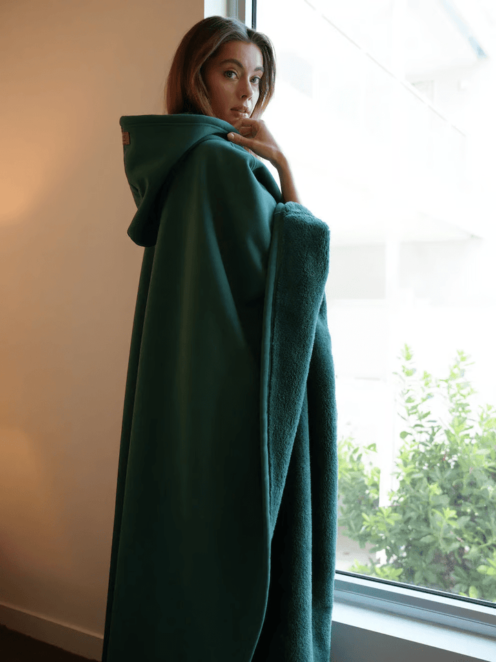 Plush oversized weighted hoodie for women, ideal for ultimate coziness & warmth.