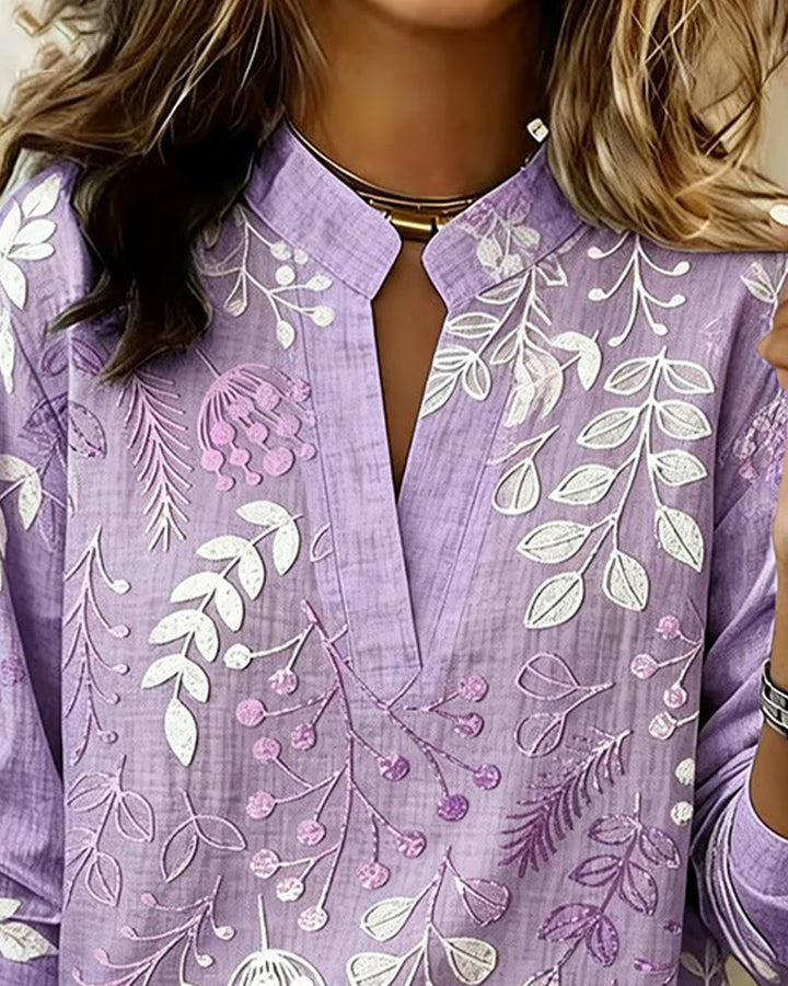 Light & comfortable pastel floral V-neck blouse for women, a stylish choice for spring & summer.