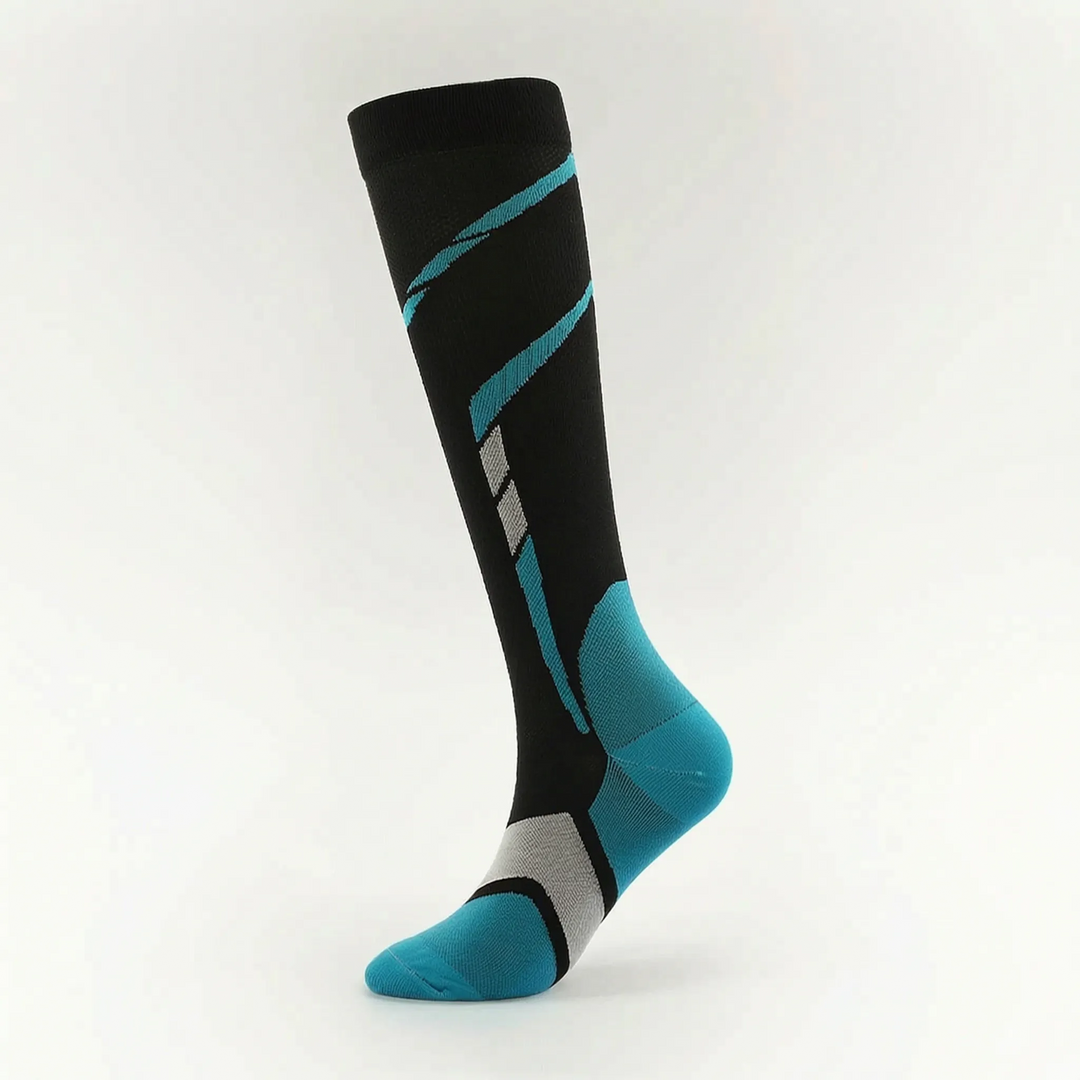 Versatile women's knee-high performance socks for running, sports, and travel comfort.