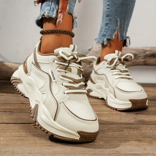 Elevated women's platform sneakers. Trendy, comfortable casual shoes with a thick sole for fashion & daily wear.