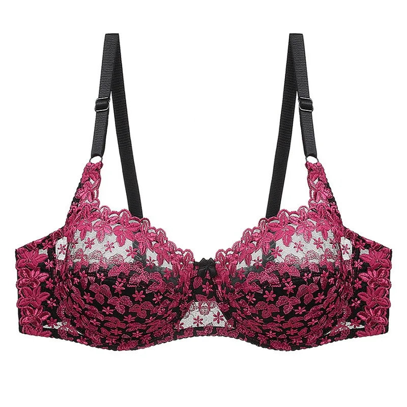 Women's plus-size embroidered push-up bra for full figures. Supportive, comfortable lingerie.