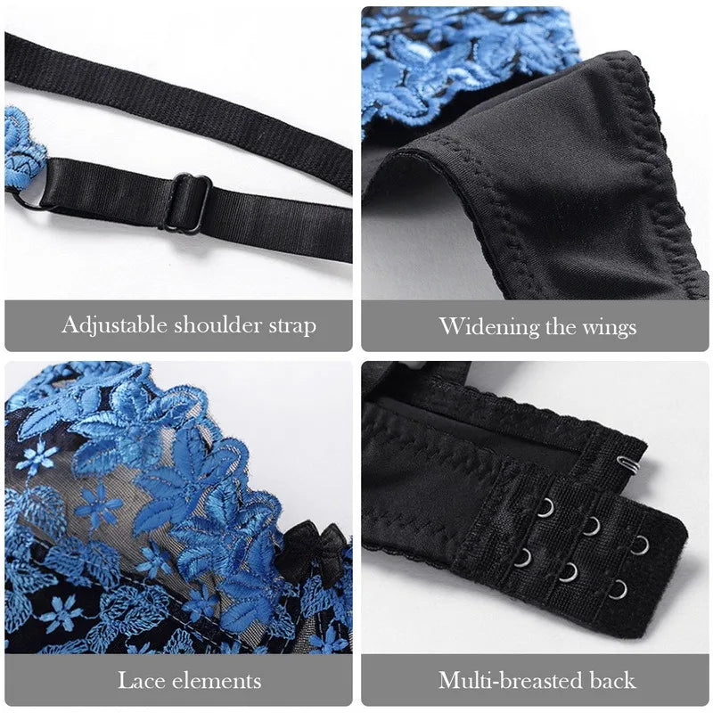 Plus-size women's full-figure push-up bra. Embroidered details provide an elegant touch.