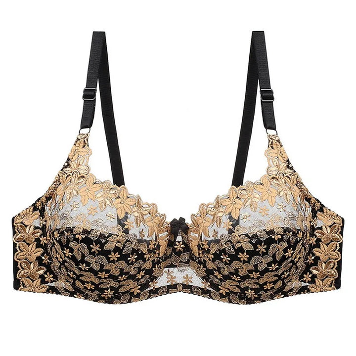 Elegant plus-size push-up bra with intricate embroidery. Designed for women's full-figure support.