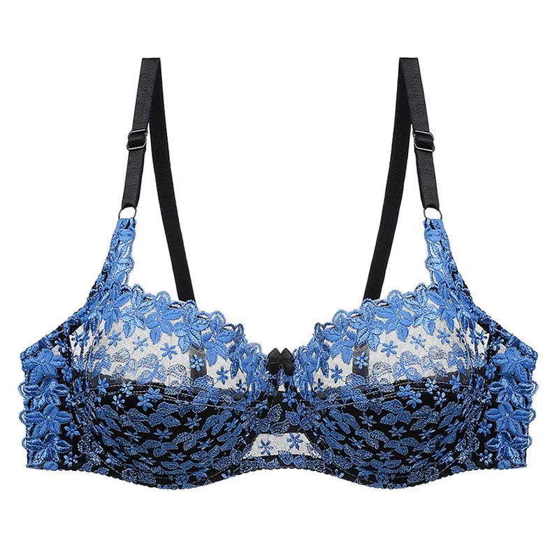 Comfortable plus-size embroidered push-up bra for women. Offers excellent support & lift.