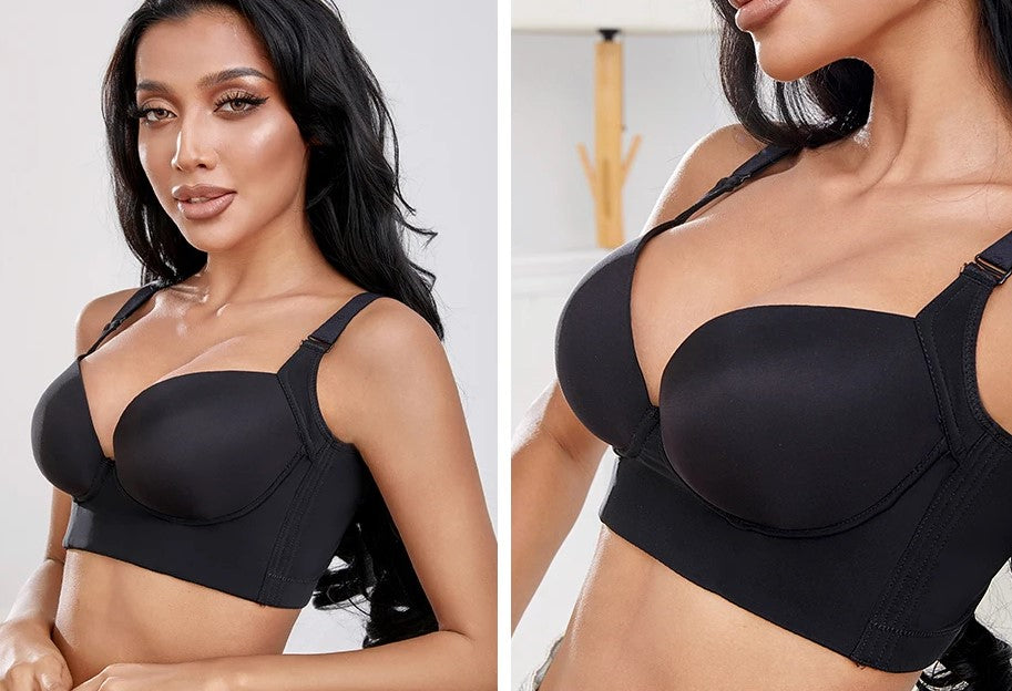 Deep cup push-up bra for women. Plus size wireless design ensures full coverage & natural lift.