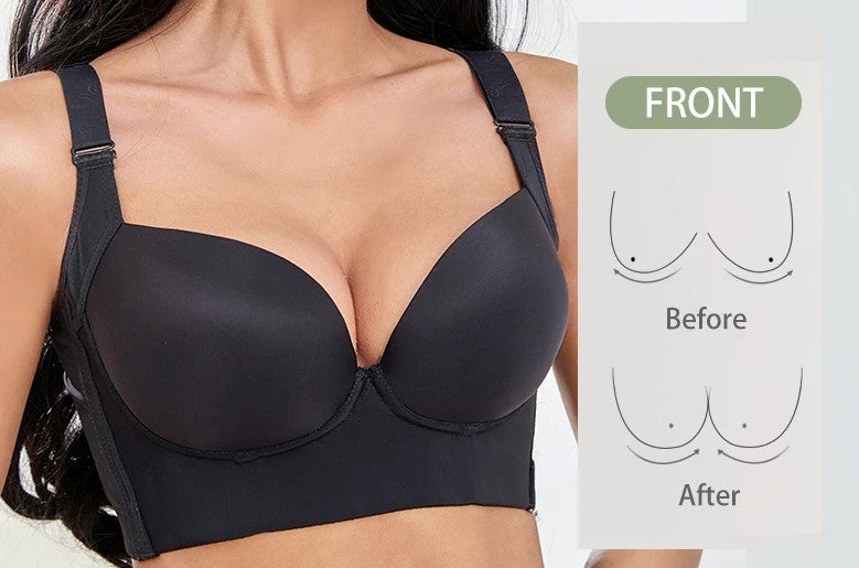 Elegant plus size lingerie: women's push-up bra with deep cups, providing lift & full coverage.