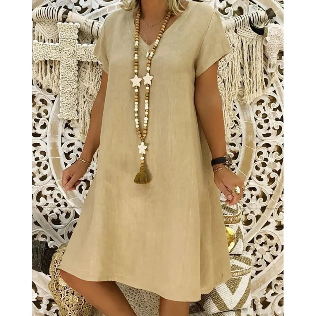 Women's plus size relaxed fit casual summer dress, comfortable and stylish for warm everyday wear.