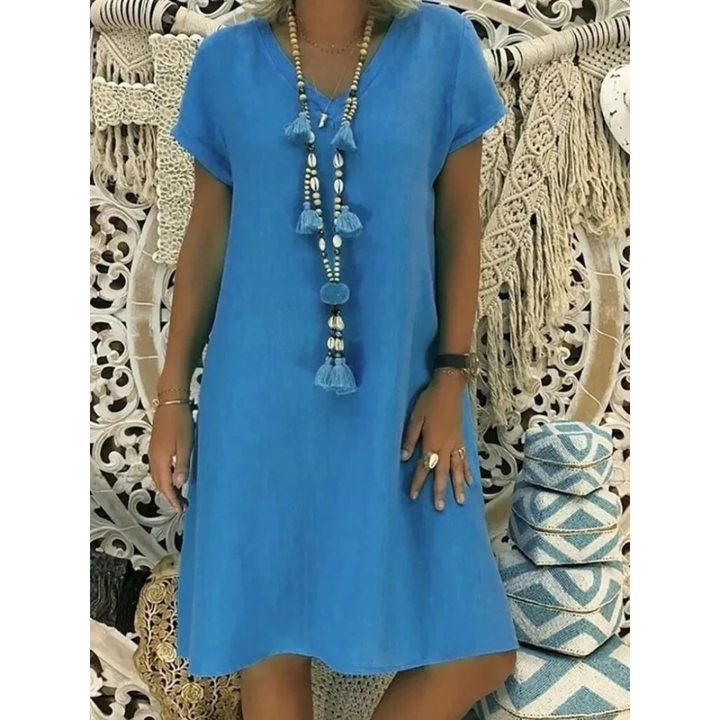 Comfortable plus size women's sundress with a relaxed fit, ideal for warm weather casual elegance.