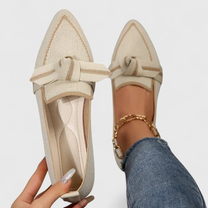 Comfortable women's slip-on loafers with pointed toe and stylish contrast trim, great office & casual footwear.
