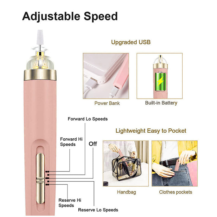 Shiny, well-groomed nails achieved with the women's portable electric nail buffer tool.