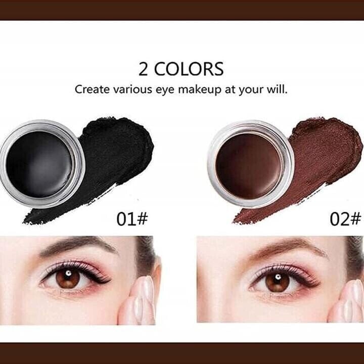 Long-lasting, waterproof gel eyeliner kit for women with a precise applicator & smudge-proof tool.