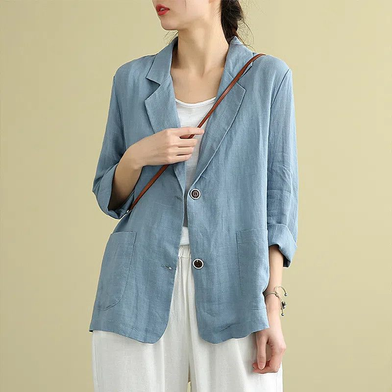 Women's premium casual relaxed single-breasted blazer, perfect for smart casual and office wear.