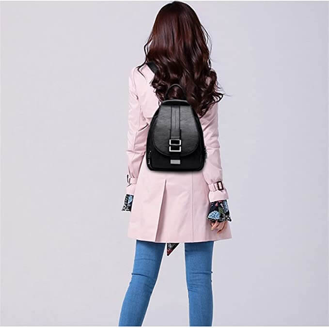 Durable water-resistant premium leather backpack for women, great for city commutes.