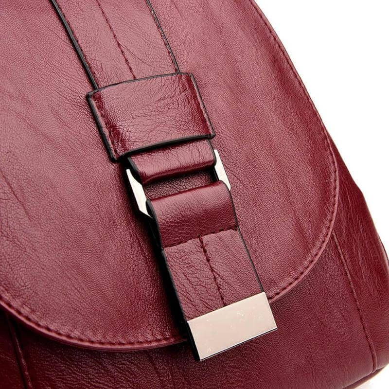 Chic women's water-resistant premium leather backpack, enhancing any outfit.