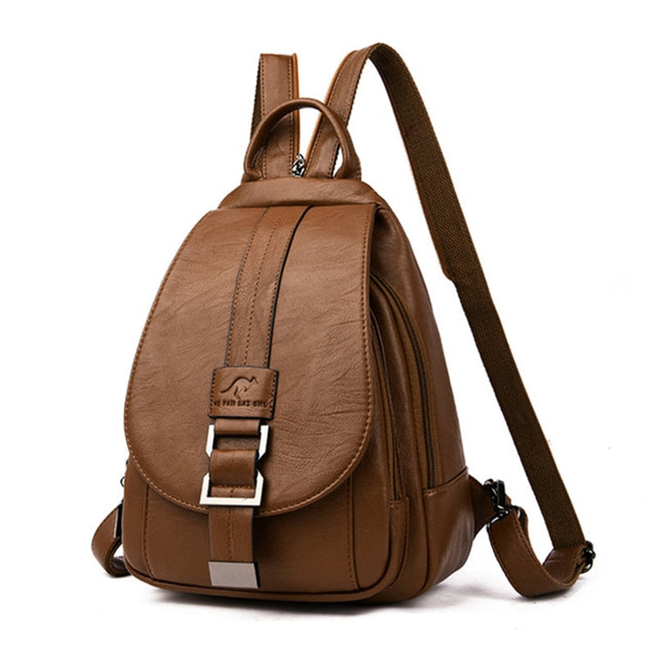 Versatile women's leather backpack, water-resistant, an essential everyday bag.
