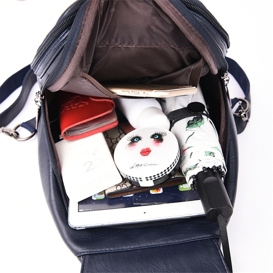 Premium women's leather backpack, water-resistant, suitable for daily and travel.